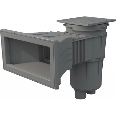 Astralpool Skimmer 17,5 l so širokým hrdlom a štvorcovým vekom, s mosadznými závitmi, svetlo šedý pre fóliové bazény