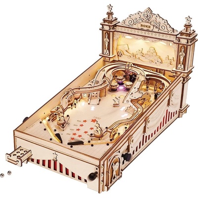 ROBOTIME 3D dřevěné puzzle SvítícíHrací automat: Pinball 482 ks – Zboží Dáma