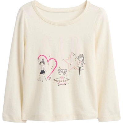 GAP V-FRCH LS BF Logo Tee biela