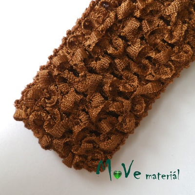 Dětská elastická háčkovaná čelenka hnědá