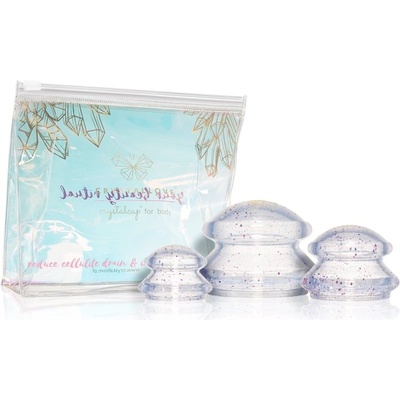 Crystallove Crystalcup masážní pomůcka na tělo 3 ks + kosmetická taštička dárková sada