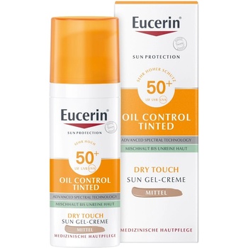 Eucerin Oil Control ochranný krémový gel na opalování na obličej SPF50+ středně tmavý 50 ml