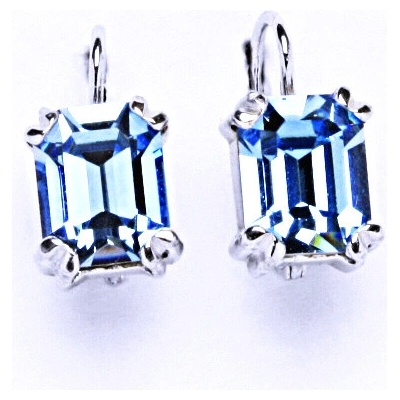 Čištín stříbrné náušnice se Swarovski krystalem akvamarín NK 1201