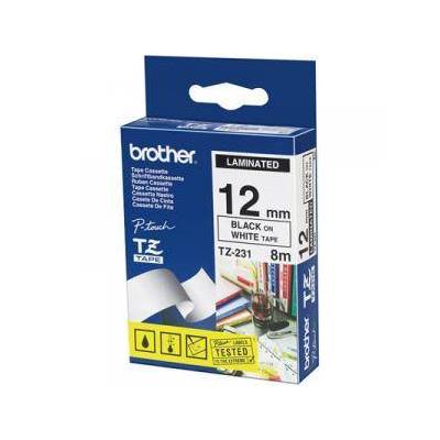 Ламинирана лента Brother TZ-231 Tape Black on White Laminated 12mm - Eco - TZE231
