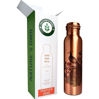 Měděná láhev na vodu vzor Páv, 950 ml, Nature's Own