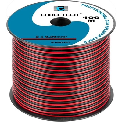 CABLETECH dvojlinka 2 x 0,2mm², čierno-červená, 100m
