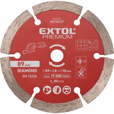 Kotouč diamantový, řezný, segmentový, ⌀89x1,0x10mm EXTOL PREMIUM