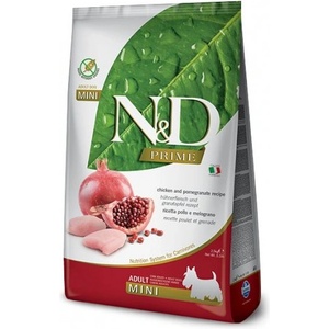 Farmina N&D GRAIN FREE PRIME Chicken & Pomegranate Adult MINI - пълноценна храна без зърнени култури за кучета в зряла възраст от дребни породи над 1 година, с пиле и нар - 0, 8 кг PND0080045