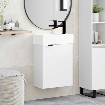 vidaXL Мивка за баня със смесител Бяло 45, 5 x 22, 5 x 84 см (889433)