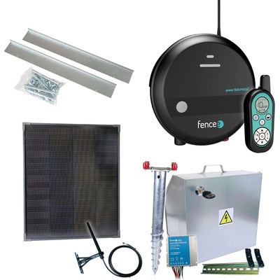 Premium sada solární ohradník - Kompletní bezpečnostní schránka + 3J RF chytrý zdroj, panel 40 W