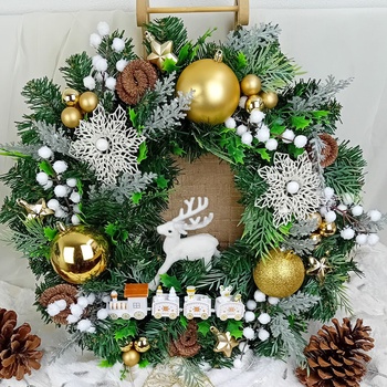 EMOS LED vianočný veniec vnútorná teplá biela časovač DCTW05 40 cm