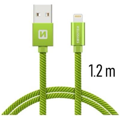 Swissten Nabíjecí a synchronizační kabel textile 0.2m / 1.2m / 2.0m zelený Délka: 1,2m