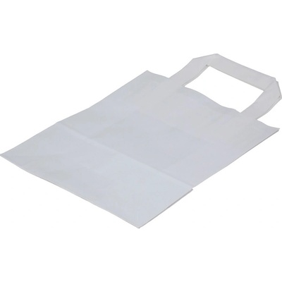 Papierová taška s plochým uchom, 22x18x8 cm, biela