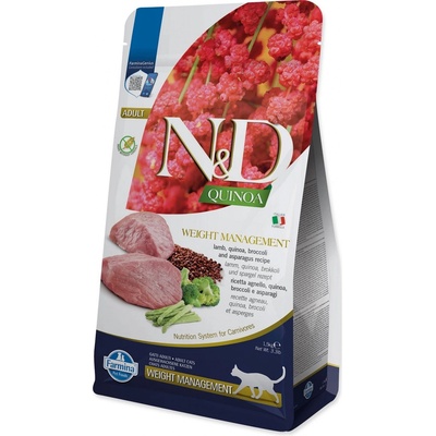N&D GF Quinoa CAT Weight Mngmnt Lamb & Broccoli 1,5 kg