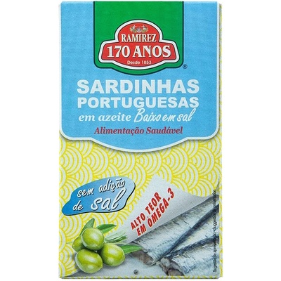 Ramirez Portugalské sardinky v olivovom oleji s nízkym obsahom soli bez pridanej soli 125 g