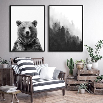 Decono Картини Мечка в Черно и Бяло