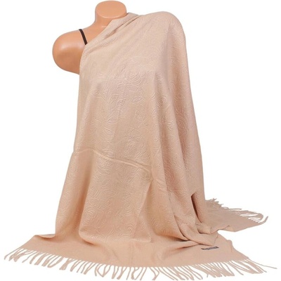 Кашмирен шал в бежово с рози