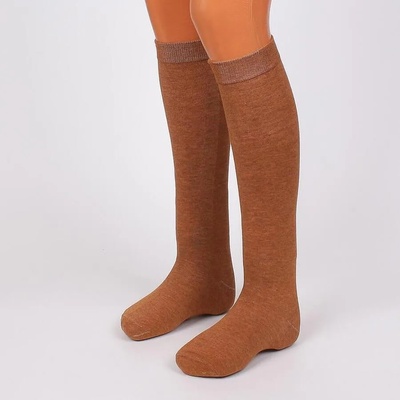 Памучни 3/4 чорапи в цвят тъмна охра