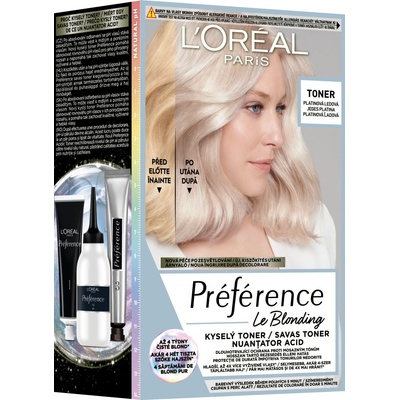 L'Oréal Paris Préférence Le Blonding Toner kyselý toner proti mosazným tónům Platinum Ice 60 ml