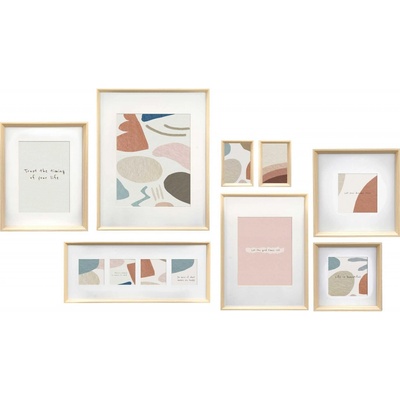 Giftdecor Nástěnné fotorámečky MURAL, 8 rámečků různých velikostí, béžový béžová – Hledejceny.cz