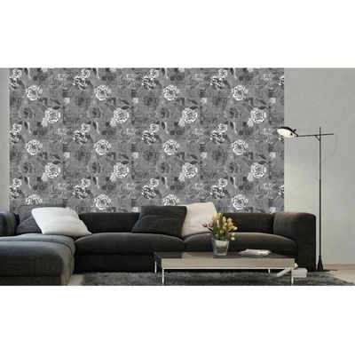 DIMEX ART Луксозна флизелинова тапета сив флорален пачуърк