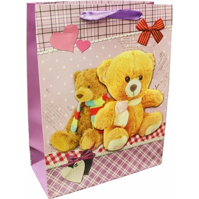 Dárková taška Mišky fialové 32*11cm