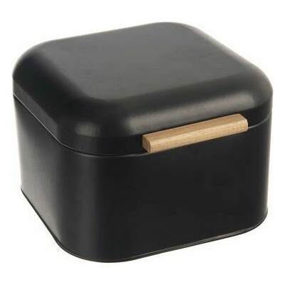 Chlebovka 21,5x20x14cm BLACK, plech/bambus