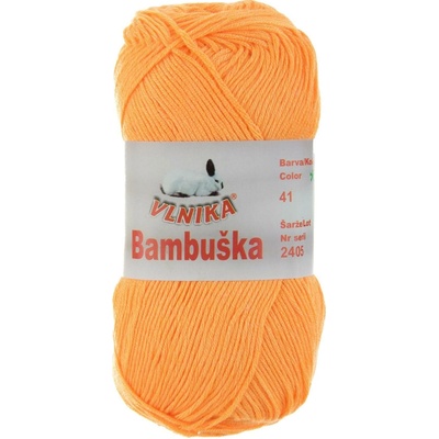 Pletací / háčkovací příze Vlnika BAMBUŠKA 41 oranžová, klasická, bambusová, 50g/205m