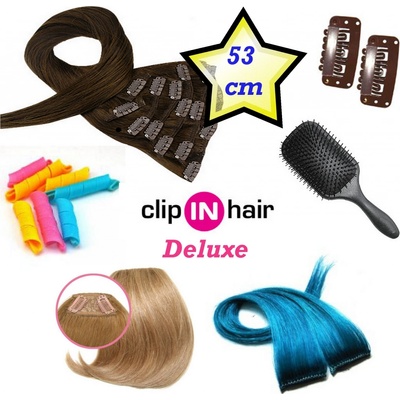 Clip in deluxe balíček clip maxi set 53cm REMY pravé ľudské svetlo hnedá čierna kombinované