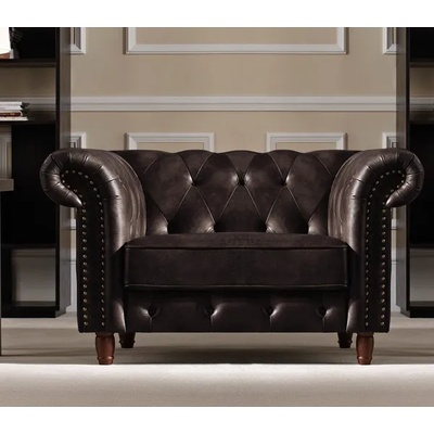 Bogdan Furniture Фотьойл Мебели Богдан модел Chestyrfiild - набук кафе