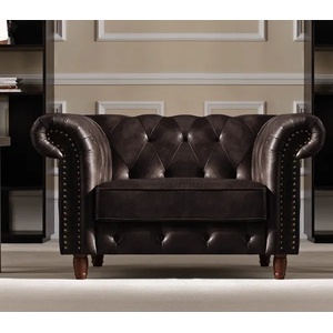 Bogdan Furniture Фотьойл Мебели Богдан модел Chestyrfiild - набук кафе