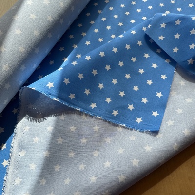 Modré hvězdičky, 100% tencel, plátno/šatovka šíře role 90cm