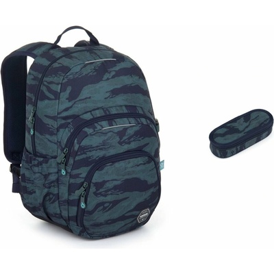 Topgal Maskáčový študentský batoh SKYE 25038 zelená