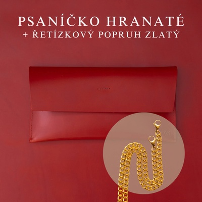 Wood Style psaníčko Hranaté Červené Řetízkový zlatý