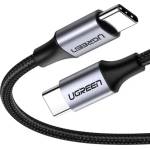UGREEN ПЛЕТЕН КАБЕЛ ЗА ЗАРЕЖДАНЕ 1М USB-C/USB-C 3А 60W UGREEN - СИВ (Ugreen 50150)