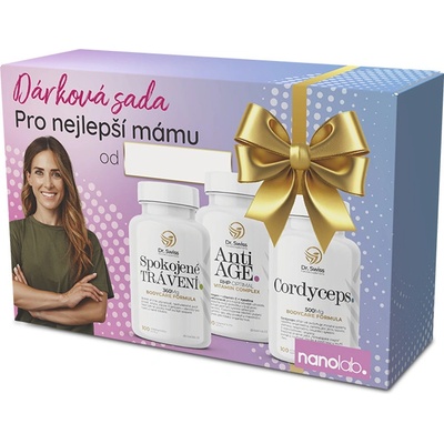 Dr. Swiss dárková sada Vitamíny pro Mámu Spokojené trávení 100 kapslí + Cordyceps 100 kapslí + Dr. Swiss AntiAGE 100 kapslí