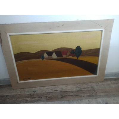 DANAPO Obraz Zoltán Sečanský olej na sololitu "Podhorská krajnka" 1979 ,70x40 – Zboží Mobilmania