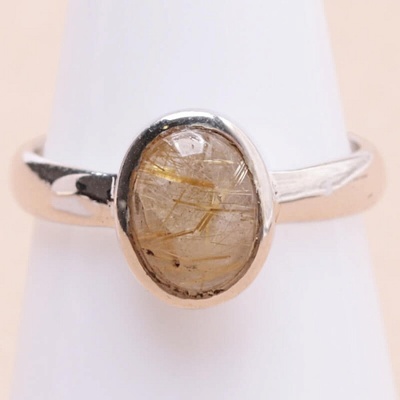 Nefertitis Sagenit křišťál s rutilem prsten stříbro 68786