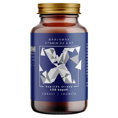 BrainMax Vitamín D3 & K2 - D3 5000 IU, K2 150 mcg 100 kapslí