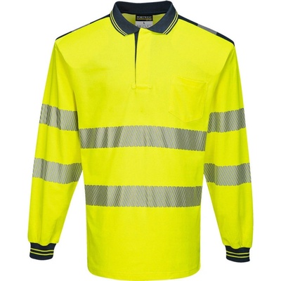 Portwest polokošile PW3 Hi-Vis L/S T184 dlouhý rukáv reflexní žltá/navy 4XL