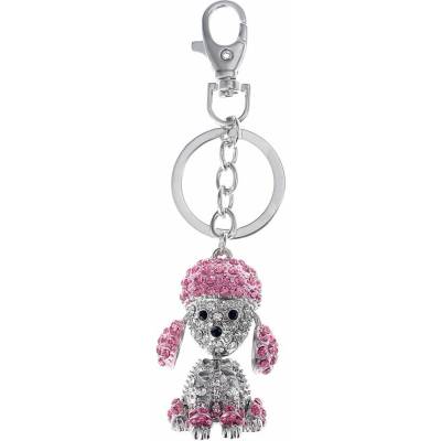 Přívěsek na klíče stříbrný pes PINK