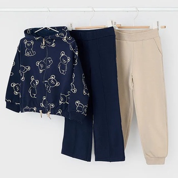 Mayoral Ватиран анцуг 2 панталона в бежово и морскосиньо със суичър на мечета за мини момиче Mayoral