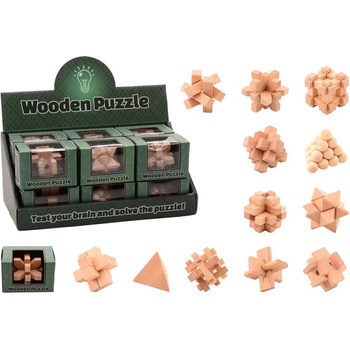 Image 1 of Johntoy Комплект от 12 дървени 3D пъзели - главоблъсканици, Johntoy (28173)