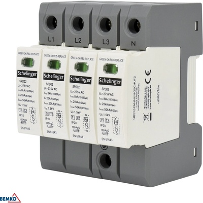 Přepěťová ochrana do rozvaděče 4P T1+T2 (B+C) na DIN lištu Schelinger BM-A51-SPD02-4P-B+C