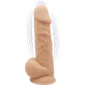 SilexD Model 1 Vibrating Premium Silicone Dual Density Dildo 8.5" Flesh