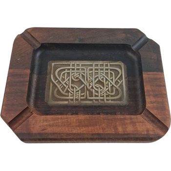 Луксозен дървен пепелник за цигари с гравирана метална плочка (6436)