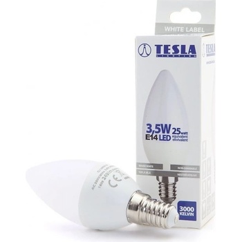 TESLA LED žárovka svíčka CANDLE E14 5W 230V 470lm 270° 30000 hod 2700K Teplá bílá RA≥80