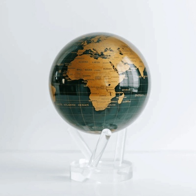MOVA Zelená a zlatá mapa samotáčecí glóbus 8.5in / 21,6cm