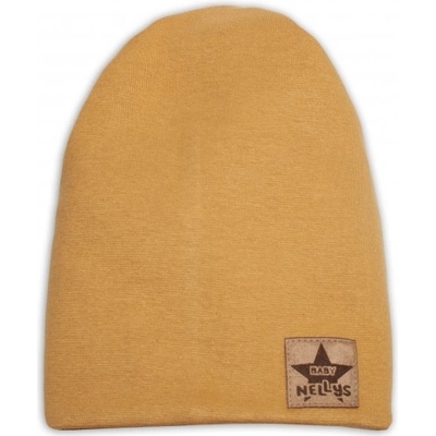Baby Nellys bavlnená čiapka dvojvrstvová horčicová