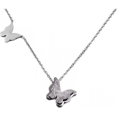 Troli Oceľový motýlie náhrdelník Metal Butterfly KNSC-257-SIL